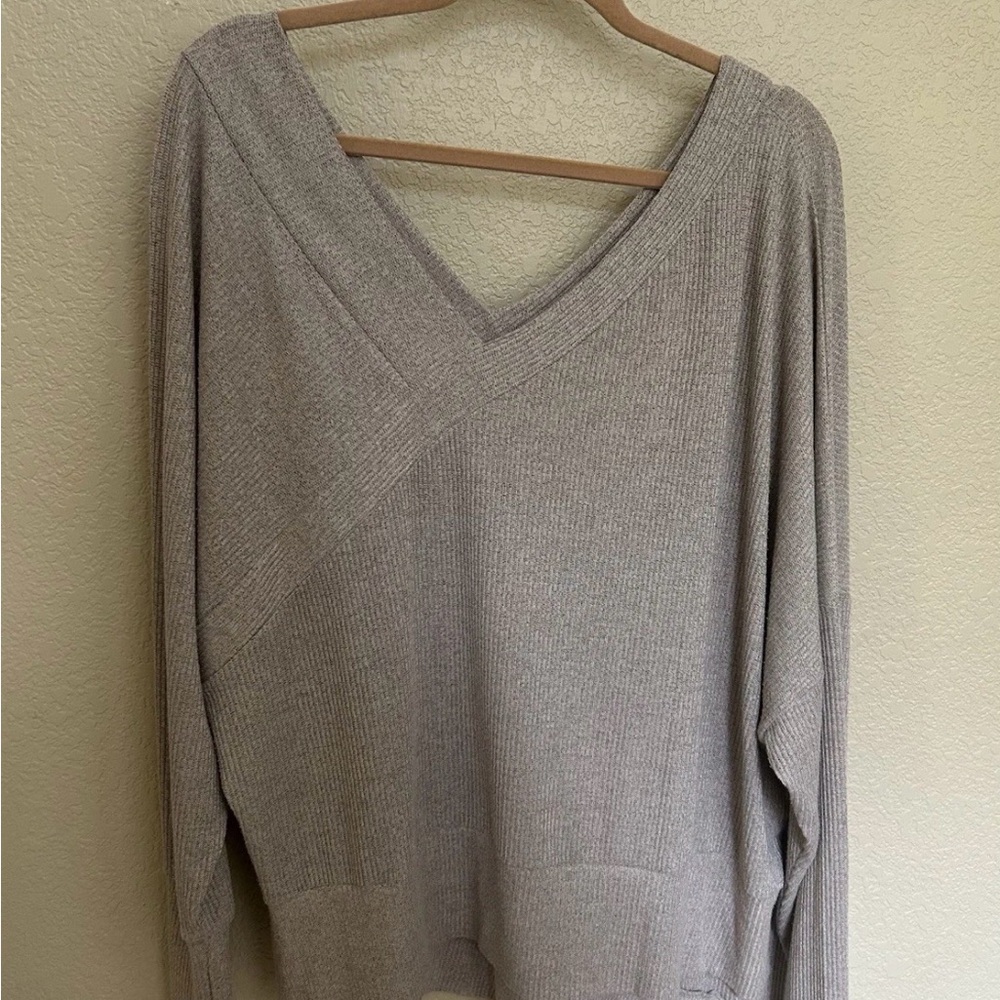 Stella & Dot Ribbed Double V-Neck Sweater -plus 1X